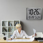 Marathon Super-Jumbo Atomic Digital Wall Clock with 7" Digits - Graphite Grey-MULTIPLE DISPLAY MODES - 12 or 24 Hour Display Formats