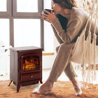 HOMCOM 16" 750/1500W Freestanding Electric Fireplace Heater - Red-Quiet and fan-forced heater with two adjustable settings for even heat distribution (within 40 decibels)  