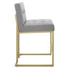 Modway Privy Upholstered Fabric Counter Stool - Gold Light Gray - Set of 2-Non-Marking Foot Caps