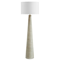 Modway Saylor Carved Ribbed Wood Floor Lamp With Drum Shade - White Grey-59-Inch Standing Lamp