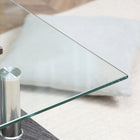 HOMCOM Rectangle Glass Coffee Table with Glass Top - Grey-Colour: Clear Glass, Grey Leg