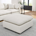 Modway Commix Down Filled Overstuffed Boucle Fabric Ottoman - Ivory-Density Foam Seat
