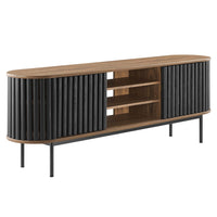 Modway Fortitude 71" TV Stand - Walnut Black-Adjustable Shelves