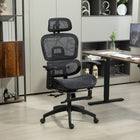 HOMCOM Ergonomic High Back Mesh Office Chair - Black-Features adjustable headrest, 3D armrest that adjusts up/down, forward/backward and left/right, adjustable lumbar support, 19.3" -22.4" (49-57 cm) seat height and depth adjustment