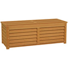 Outsunny Outdoor Wood Deck Box with 2 Safety Hinges - 176L - Light Brown-Inner storage space with a 46.5 gallon (176 L) capacity