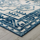 Modway Reflect Nyssa Distressed Geometric Southwestern Aztec Indoor/Outdoor Area Rug - 8 ft W x 10 ft L - Ivory/Blue-100% Polypropylene Sisal
