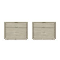 Manhattan Comfort Evelyn 32" Modern 3-Drawer Nightstand 2-Piece Set - Natural-Modern Nightstand for Bedroom and Living Room Use. Set of 2