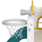 Qaba - Toboggan 7 en 1 pour tout-petits avec panier de basket, grimpeur, aire de jeux intérieure, jaune-Couleur : Jaune, Blanc et Vert 