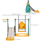 Qaba - Ensemble balançoire et toboggan 3 en 1 pour enfants avec panier de basket et hauteur de siège réglable-Une pédale antidérapante équipée sur balançoire offre plus de confort aux enfants 