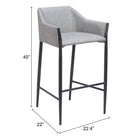 Zuo Andover Barstool - Slate Grey-6