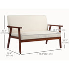 HOMCOM - Canapé loveseat avec pieds en bois de caoutchouc - blanc crème-Le tissu aspect lin ne se froisse pas, ne bouloche pas et ne se déforme pas facilement 