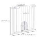 PawHut 30"-32" Extra Wide Pet Gate Barrier with Small Door - 30"H - White-Equipped with a small door, convenient for pets to pass