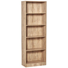 HOMCOM 5-Tier Bookcase with Adjustable Shelves for Living Room, Home Office - Natural Wood-5-tier storage shelf can be used as a bookshelf or cupboard cabinet