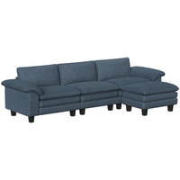 HOMCOM - Canapé sectionnel en forme de L avec assise profonde et ottoman - bleu-Les ressorts ensachés et la mousse haute densité offrent un soutien ferme et un confort moelleux 