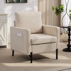 HOMCOM - Fauteuil d’appoint moderne avec pieds en métal - poches latérales - coussin épais pour chambre - beige-Peut être placé n'importe où, du salon, chambre à la salle à manger... 
