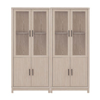 Manhattan Comfort Jodie 31" Mid-Century Modern Bookcase - Whitewashed Oak - Set of 2-Mid-Century Modern Bookcase for Home Office, Living Room, and Extra Storage Use. Set of 2