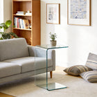 HOMCOM - Table en verre avec bords arrondis sécurisés pour salon - transparent-Couleur : Transparent