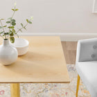 Modway Verne 28" Square Dining Table - Gold Natural-Wood Grain Design