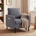 HOMCOM - Fauteuil d’appoint moderne avec pieds en métal et coussin épais pour chambre - gris foncé-Rembourrage épais en mousse sur toute la surface avec un ensemble de ressorts à l'intérieur pour un confort optimal 
