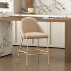 Manhattan Comfort Gracie 22" Modern Leatherette Upholstered Counter Stool - Tan and Gold-Frame and Legs Features Choice of Fully Welded Black Steel or Gold Stainless Steel