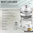 Granitestone Big Boss - Friteuse à air chaud extra large de 16 pintes (15 L) en verre avec 3 zones de cuisson et grilles en acier inoxydable - Blanche-Sans téflon et sans produits chimiques éternels: 100% sans téflon et fabriqué sans produits chimiques éternels pour cuisiner en confiance sans revêtements antiadhésifs nocifs