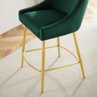 Modway Discern Performance Velvet Counter Stool - Green-Dense Foam Padding