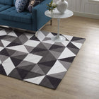 Modway - Kahula Mosaïque du triangle géométrique Tapis de comédie 8 pi l x 10 pi L - Noir, gris et blanc-Protéger les planchers de la circulation ou des meubles