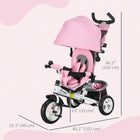 Qaba - Tricycle 6 en 1 pour tout-petits de 1 à 5 ans avec poignée parentale - rose-Matériaux : métal, plastique, polyester 