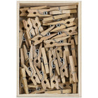 JAM Paper Wood Clip Clothes Pins - Small - 7/8" - Natural Brown - 50 Pack-These mini smooth finish clothing pins are made from high quality wood and open when pinched