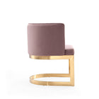 Manhattan Comfort Aura 24.4" Modern Velvet Upholstered Dining Chair - Blush and Polished Brass - Set of 2-Seat Height: 18.90"