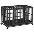 PawHut - Cage pour chien en acier robuste 49 po - noir-Tubes et cadre calibrés en acier de haute qualité pour une durabilité longue durée 