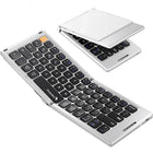 ProtoArc Foldable Compact Bluetooth Keyboard With PU Leather Cover - White-Only a 7.8-ounce palm-sized foldup keyboard is designed in two-fold and compact enough to save desk space or take it on the go