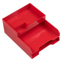 JAM Paper Stackable Desktop Organizer Tray Set - 1 Top Tray & 2 Letter Trays - Red-Stackable Paper Trays Full Desk Set | Colour: Red