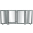 PawHut - Barrière pour animaux en bois autoportante avec porte ouverte, 4 panneaux - gris clair-Fabriqué en MDF, portail robuste 