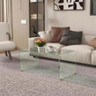HOMCOM Glass Table with Safe Rounded Edges for Living Room - Clear-Reinforced tempered glass structure provides enhanced safety and longevity