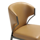 Manhattan Comfort Kirsten 20.5" Modern Leatherette Upholstered Dining Chair - Camel - Set of 4-Curved Backrest with Open Metal Accents Add an Industrial Edge to the Soft Silhouette