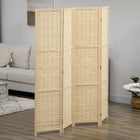 HOMCOM - Paravent autoportant à 4 panneaux en bambou ondulé pour chambre, bureau intérieur - bois naturel-Conception pliante avec 4 panneaux, facile à déplacer et peu encombrante pour le rangement 
