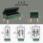 HOMCOM Upholstered Storage Ottoman Bench - Dark Green-Strong rubber wood legs support up to 265 lb