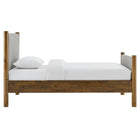 Modway Maven Twin Size Fabric Upholstered Platform Bed - Wheat Walnut-Kiln-Dried Wood