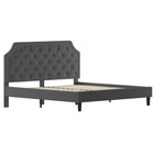 Flash Furniture - Lit plateforme Brighton très grand touffeté en tissu gris foncé-Tête de lit arquée