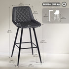 HOMCOM 27.25" Counter Height Kitchen Bar Stools - Black - 2 Pack-PU leather padded seat can withstand years of use
