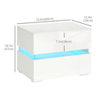 HOMCOM LED Nightstand with 2 Drawers - White-Work well as a bedside table, sofa side table or small organizer for small rooms