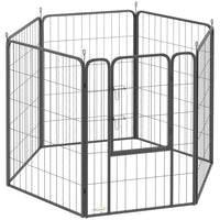PawHut 6-Panel Foldable Dog Playpen with Door & Strap - 39" H-Six panels are configured into various shapes for versatile setups