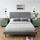 Manhattan Comfort Granville 18.11" Modern 2-Drawer Nightstand 2-Piece Set - Sage Green-Includes 2 Full Extension Drawers with Top Drawer Designed in Vertical Textured Ribbed Lines Made from Solid Wood