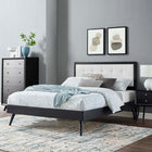 Modway - Willow Bois Lit à plateforme queen avec pieds écartés, Noir Blanc-Rubberwood Legs