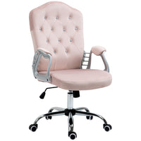 Vinsetto - Chaise de bureau fonction d'inclinaison réglable en hauteur-Design chic de style français, dossier capitonné décoré de boutons en cristal