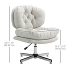 HOMCOM Armless Office Desk Chair with Wide Thick Padded Seat - White-Adjustable seat height with a secure, smooth class-3 gas lift