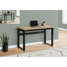 Monarch Specialties 7678 48" Computer Desk - Natural/Adj.Height/ Black Metal-Thick panel table top construction for a rich, wood look in the office space of your small home, apartment or condo
