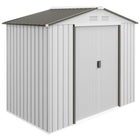 Outsunny Garden Storage Shed with Foundation Kit and Double Doors - 7' x 4' - Silver-Ample storage space for garden tools, lawn care equipment, supplies and more 