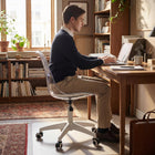 Homy Casa - Chaise de bureau pivotante moderne avec dossier transparent et assise en cuir PU blanc-9